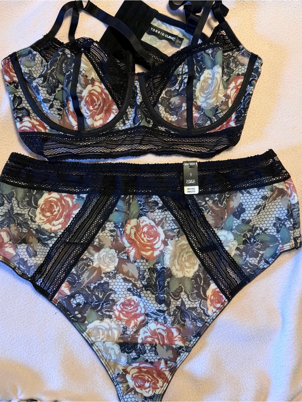 torrid Black Rose Floral High-Waist Thong